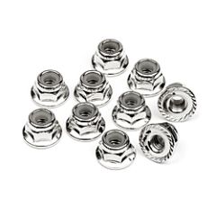 HPI - Serrated flange lock nut m4 (silver/10pcs)