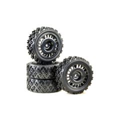 Absima 1/10 Wheel Set "Rally Block Design" black (4)