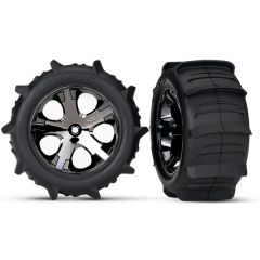 Tires & wheels, assembled, glued (2.8") (All-Star black chrome wheels, paddle tires, foam inserts) (rear) (2) (TSM rated)