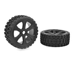 Team Corally - Rebel XMS - ASUGA XLR Off-Road Tires - Low Profile - Glued on Black Rims - 1 pair