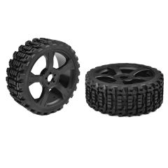 Team Corally - Off-Road 1/8 Buggy Tires - Xprit - Low Profile - Glued on Black Rims - 1 pair