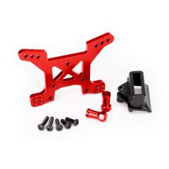 Shock tower, front, 7075-T6 aluminum (red-anodized) (1)/ body mount bracket (1) (TRX-6739R)