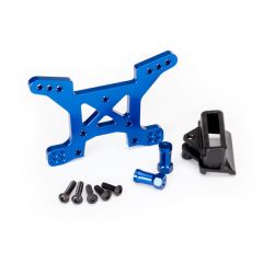 Shock tower, front, 7075-T6 aluminum (blue-anodized) (1)/ body mount bracket (1) (TRX-6739X)