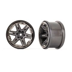 Traxxas - Wheels, RXT 2.8" (charcoal gray & black chrome) (2) (TRX-6772-BLKCR)