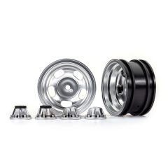 Traxxas - Wheels, 2.2", satin chrome (2)/ center caps (front (2), rear (2)) (TRX-8158)