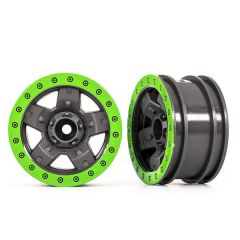 Traxxas - Wheels, TRX-4 Sport 2.2 (gray, green beadlock style) (2) (TRX-8180-GRN)