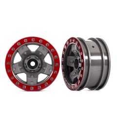 Traxxas - Wheels, TRX-4 Sport 2.2 (gray, red beadlock style) (2) (TRX-8180-RED)