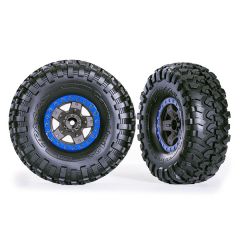 Traxxas - Tires & wheels, assembled, glued (TRX-4 Sport 2.2" gray, blue beadlock style wheels, Canyon Trail 5.3x2.2" tires)