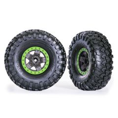 Traxxas - Tires & wheels, assembled, glued (TRX-4 Sport 2.2" gray, green beadlock style wheels, Canyon Trail 5.3x2.2" tires)