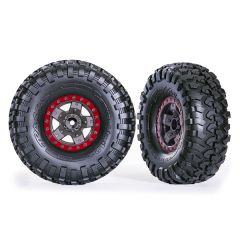 Traxxas - Tires & wheels, assembled, glued (TRX-4 Sport 2.2" gray, red beadlock style wheels, Canyon Trail 5.3x2.2" tires)