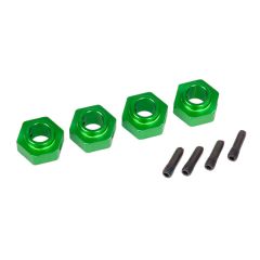 Wheel hubs, 12mm hex, 6061-T6 aluminum (green-anodized) (4)/ screw pin (4) (TRX-8269G)