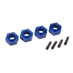 Wheel hubs, 12mm hex, 6061-T6 aluminum (blue-anodized) (4)/ screw pin (4) (TRX-8269X)