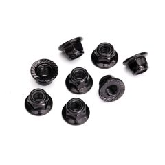 Nuts, 5mm flanged nylon locking (steel, black serrated) (8) (TRX-8447)