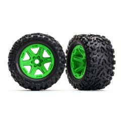 Tires & wheels, assembled, glued (green wheels, Talon EXT tires, foam inserts) (2) (17mm splined) (TSM rated)