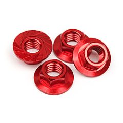 HPI - Serrated flange nut m4 (red/4pcs) (87269)