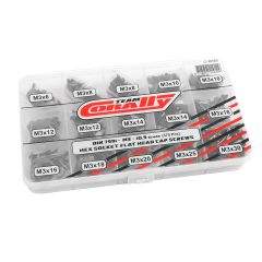 Team Corally - Flat Head Hex schroeven set M3 - Zwart (375 pcs)