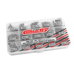 Team Corally - Flat Head Hex schroeven set M4 - Zwart (265 pcs)