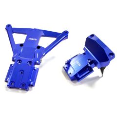 Integy Billet Machined Front & Rear Bulkhead, Blue - Traxxas Slash 4x4 (LCG)