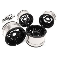 Billet Machined 2.2 6-Spoke Alloy Wheels w/ 6-bolt (4pcs) - Zwart/Zilver