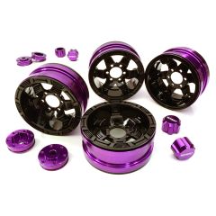 Billet Machined 1.9 6-Spoke Alloy Wheels w/ 6-Bolt S-Adapters (4pcs) - Paars/Zwart