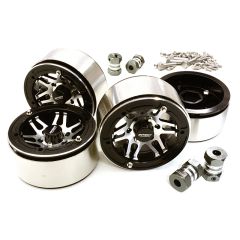 Machined High Mass 1.9 Wheel (4) w/14mm Offset Hubs (4pcs) - Zwart/Zilver