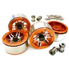 Machined High Mass 1.9 Wheel (4) w/14mm Offset Hubs (4pcs) - Oranje/Zilver