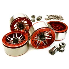 Machined High Mass 1.9 Wheel (4) w/14mm Offset Hubs (4pcs) - Rood/Zilver