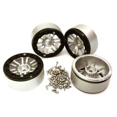 Billet Machined 1.9 12 Spoke Wheels, Black/Silver - Traxxas TRX-4