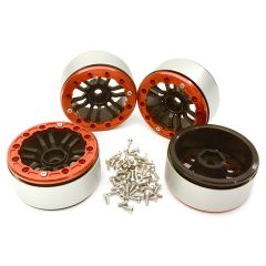 Billet Machined 1.9 12 Spoke Wheels, Red/Black - Traxxas TRX-4