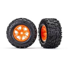 Tires & wheels, assembled, glued (X-Maxx orange wheels) (TRX-7772T)