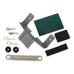 Battery hold-down (grey) (1) / receiver hold-down (grey) (1) / metal posts (2)/ spacers (2)/ body clips (2)/ servo tape/ adhesive foam pad