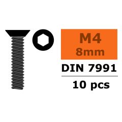 Verzonken schroef met binnenzeskant, M4X8, Staal (10st)