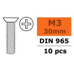 Verzonken schroef met philips kruissleuf, M3X30, Gegalvaniseerd staal (10st)