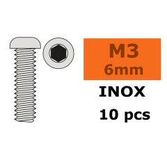 Laagbolkopschroef met binnenzeskant, M3X6, Inox (10st)