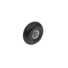 Vliegtuig wielen, Rubber met Nylon velg, 50mm, As Diameter 3mm (2 st)