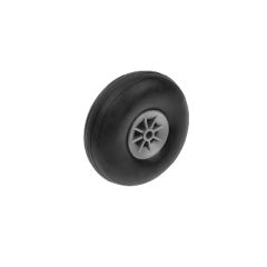 Vliegtuig wielen, Rubber met Nylon velg, 63mm, As Diameter 4mm (2 st)