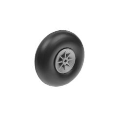 Vliegtuig wielen, Rubber met Nylon velg, 90mm, As Diameter 4mm (2 st)