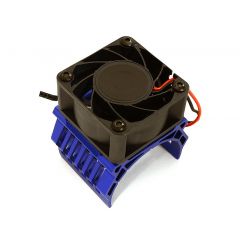 Integy 42mm Motor Heatsink & 40x40mm Cooling Fan 16k rpm - 1/10 Traxxas & Arrma - Blauw