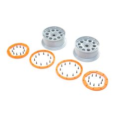 Losi - 1/5 Front/Rear 4.75 Beadlock Wheels, 24mm Hex, Silver/Orange (2): DBXL-E 2.0 (LOS45032)