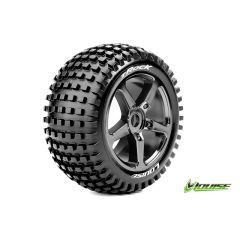 Louise T-ROCK Soft banden op black chrome velgen voor 1/8 Truggy - 0 offset