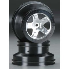 Wheels, sct, chrome, green beadlock style, dual profile (2.2" outer 3.0" inner) (2) (2wd front only)