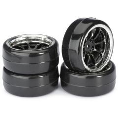 Absima drift banden op 9-Spaaks velgen Type B - Zwart/Chrome