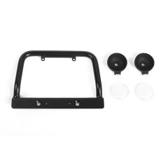 RC4WD Steel Push Bar Front Bumper W/ Clear Flood Lights for RC4WD Gelande II 2015 Land Rover Defender D90 (VVV-C1121)