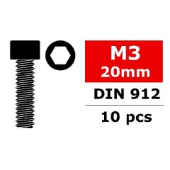 Team Corally - Staal schroeven M3 x 20mm - Cilinderkop binnenzeskant - 10 st (C-30005)