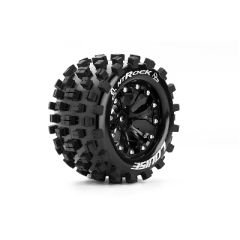 Louise MT-Rock Banden Set - 2.8" Velgen Zwart - 1/2" Offset - Hex 12mm (electro 2WD: FR, electro 4x4: FR/RR, nitro 2WD RR)