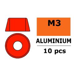 Aluminium Washer voor M3 Socket Head Screws (BD: 8mm) - Rood - 10st