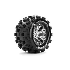 Louise MT-Mcross Banden Set - 2.8" Velgen Chrome - 1/2" Offset - Hex 12mm (electro 2WD: FR, electro 4x4: FR/RR, nitro 2WD RR)