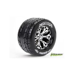 Louise MT-Rocket Banden Set - 2.8" Velgen Chrome - 1/2" Offset - Hex 12mm (electro 2WD: FR, electro 4x4: FR/RR, nitro 2WD RR)