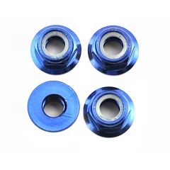 Nuts, 5mm flanged nylon locking (aluminum, blue-anodized) (4)