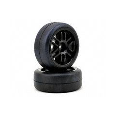 Tires and wheels, assembled, glued (Rally wheels, black , 1.9 Gymkhana slick tires) (2)